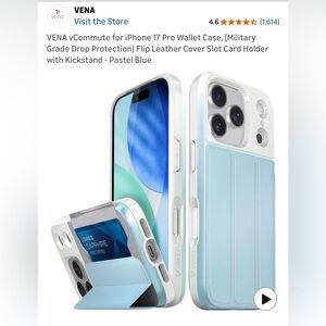 vCommute iPhone 17 Pro Wallet Case - Light Blue